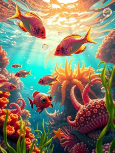Whimsical Animated Underwater Scene – free AI stock image