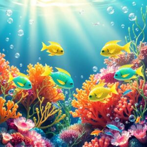 Whimsical Animated Underwater Scene – free AI stock image