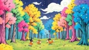 Whimsical Candy Forest Adventure – free AI stock image