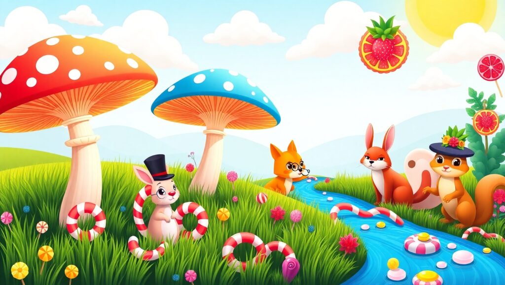 Whimsical Candyland Adventure – free AI stock image