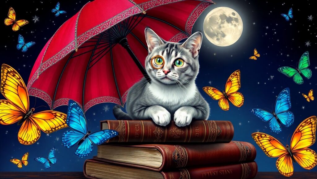 Whimsical Cat in Sketch Style – free AI stock image