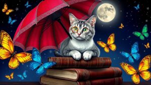 Whimsical Cat in Sketch Style – free AI stock image