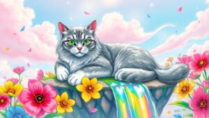 Whimsical Cat on Floating Island – free AI stock image