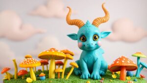 Whimsical Clay Creature Adventure – free AI stock image