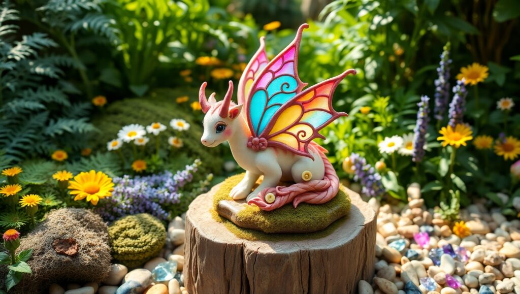 Whimsical Clay Creature in Garden – free AI stock image