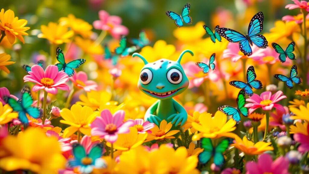 Whimsical Clay Creature in Garden n9E – free AI stock image