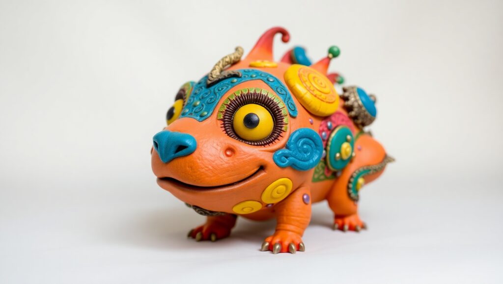 Whimsical Clay Creature Sculpture – free AI stock image