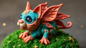 Whimsical Clay Creature Sculpture – free AI stock image
