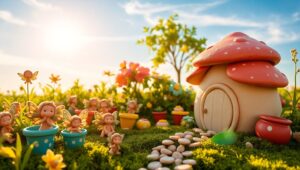 Whimsical Clay Fairy Garden – free AI stock image
