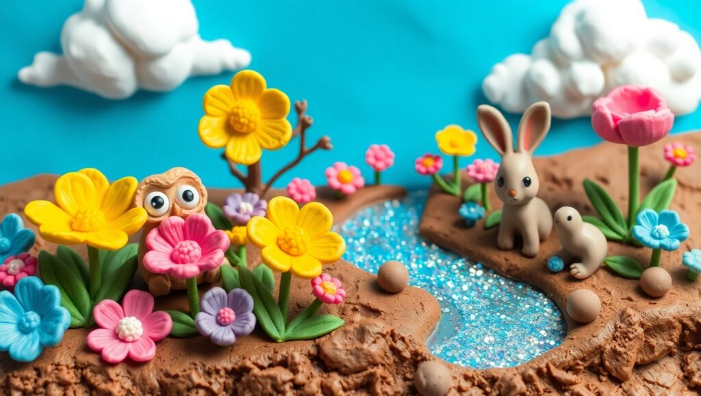 Whimsical Clay Forest Adventure – free AI stock image