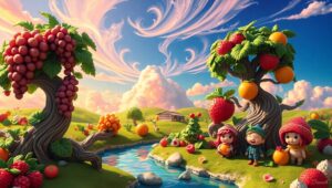 Whimsical Clay Fruit Paradise – free AI stock image