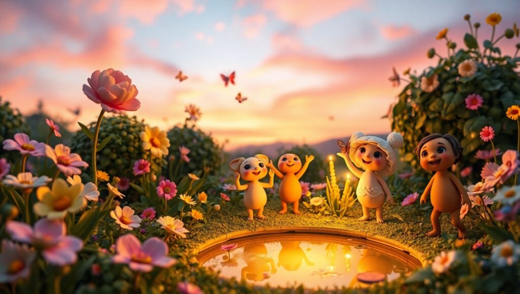 Whimsical Clay Garden Adventure – free AI stock image