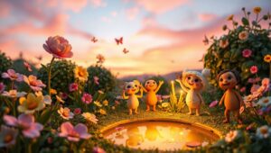 Whimsical Clay Garden Adventure – free AI stock image
