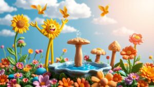 Whimsical Clay Garden Adventure – free AI stock image