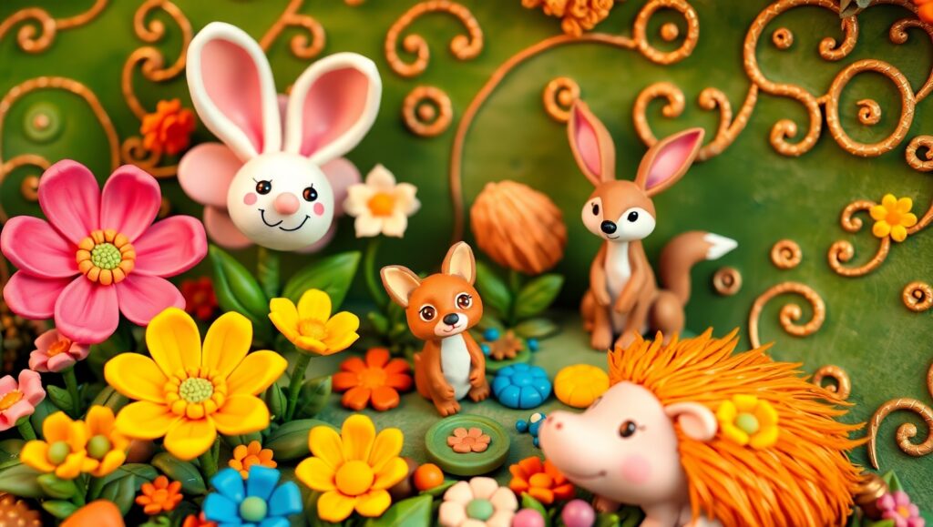 Whimsical Clay Garden Adventure – free AI stock image
