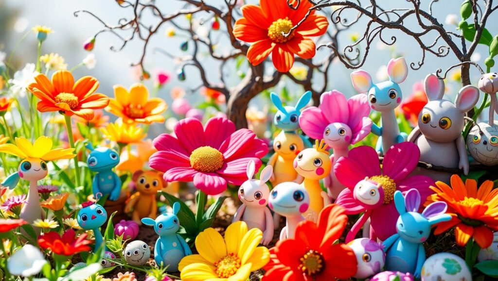 Whimsical Clay Garden Adventure jP3 – free AI stock image