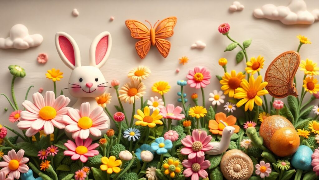Whimsical Clay Garden Creatures – free AI stock image