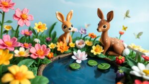 Whimsical Clay Garden Scene – free AI stock image