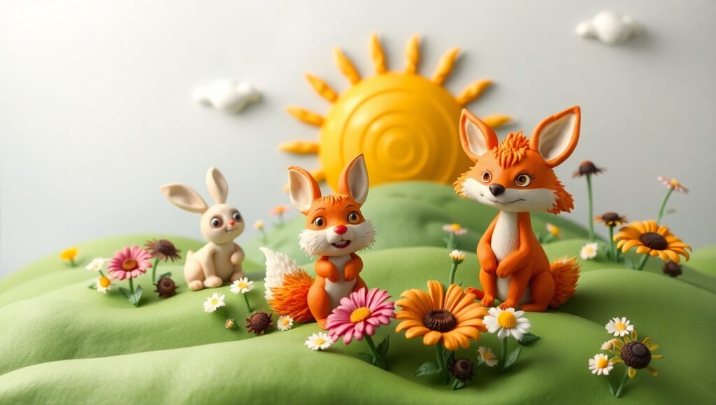 Whimsical Clay Landscape Adventure – free AI stock image