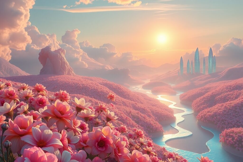Whimsical Clouds and Dreamy Landscapes Collide – free AI stock image