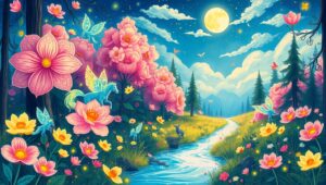 Whimsical Creatures in a Starry Forest – free AI stock image