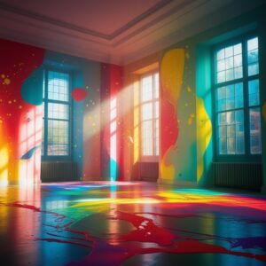 Whimsical Dance of Colorful Shadows – free AI stock image