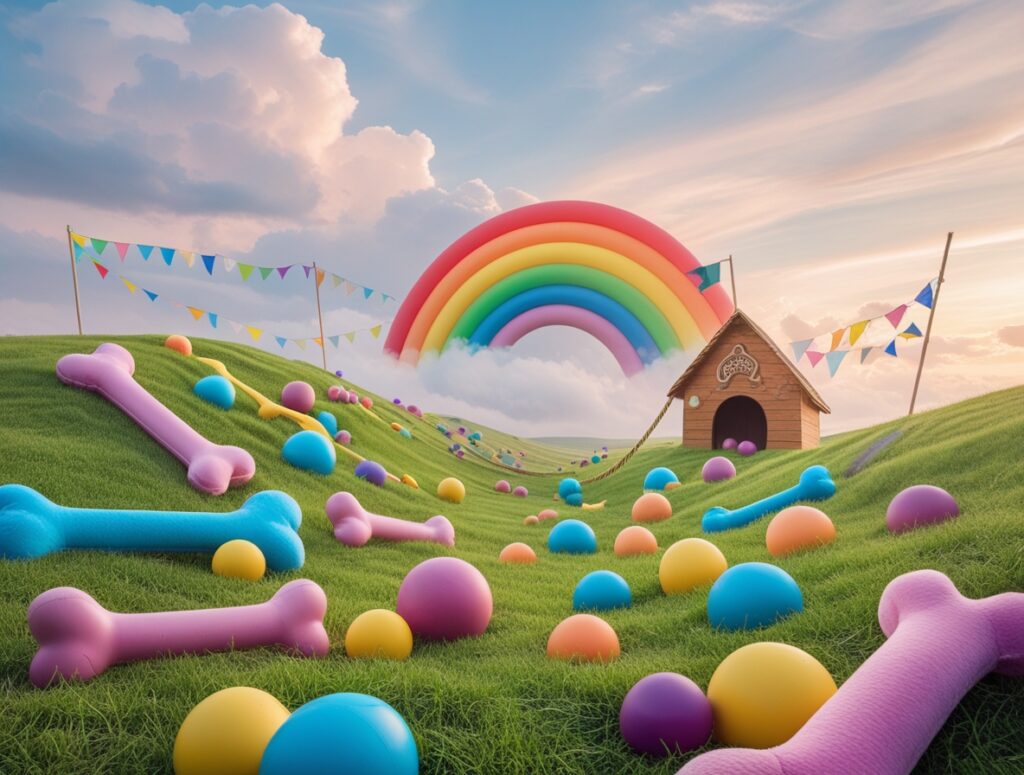 Whimsical Dog Toy Landscape – free AI stock image