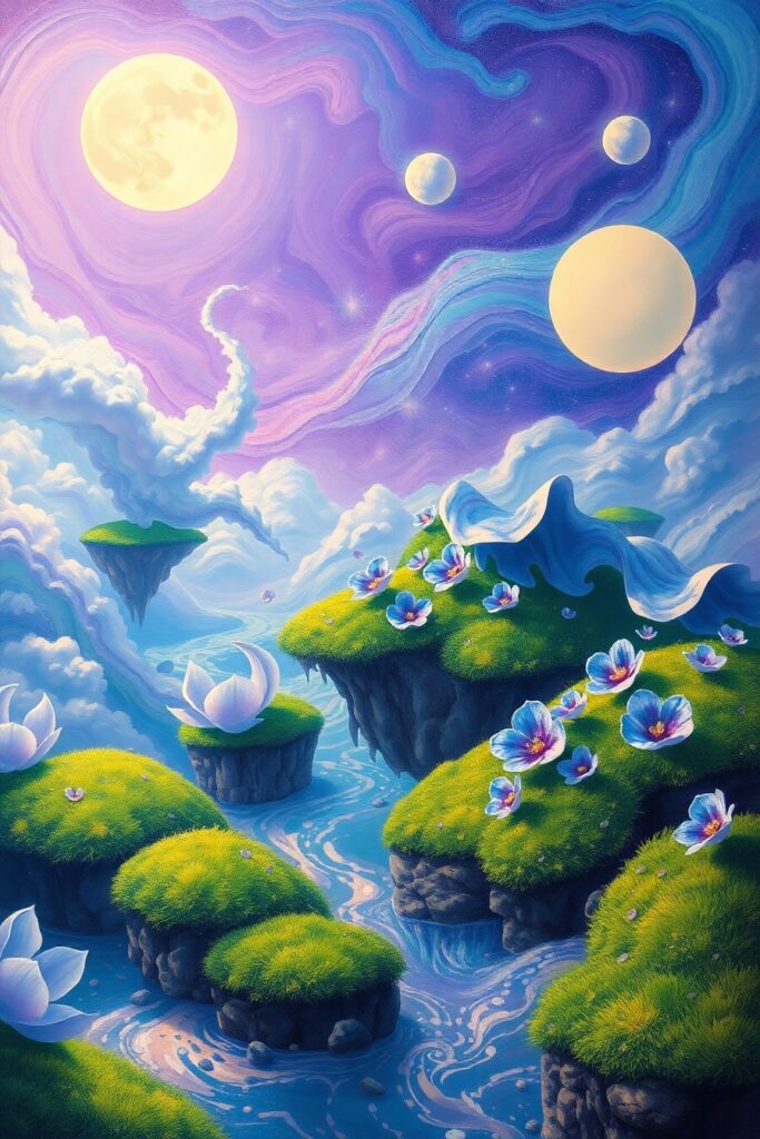 Whimsical Dreams in a Cosmic Landscape – free AI stock image