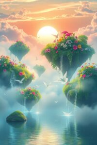 Whimsical Dreamscape of Floating Islands – free AI stock image