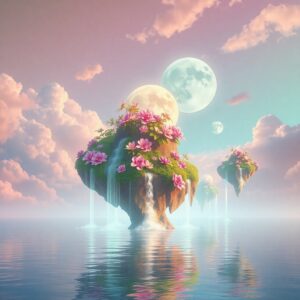 Whimsical Dreamscape of Floating islands – free AI stock image