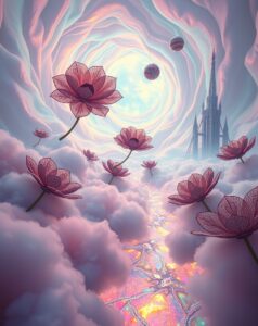 Whimsical Dreamscape with Floating Objects – free AI stock image