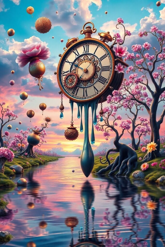 Whimsical Dreamscape with Floating Objects – free AI stock image