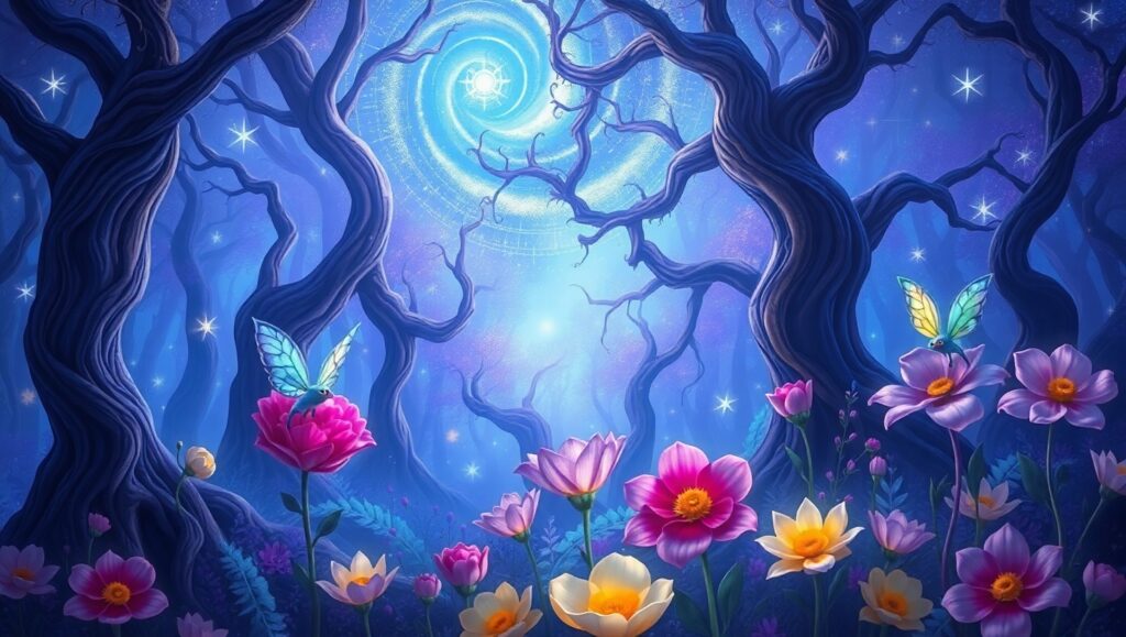 Whimsical Ethereal Forest Scene – free AI stock image