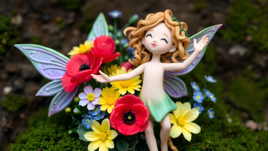 Whimsical Fairy in Clay Sculpture – free AI stock image