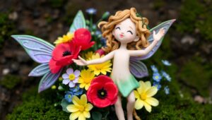 Whimsical Fairy in Clay Sculpture – free AI stock image