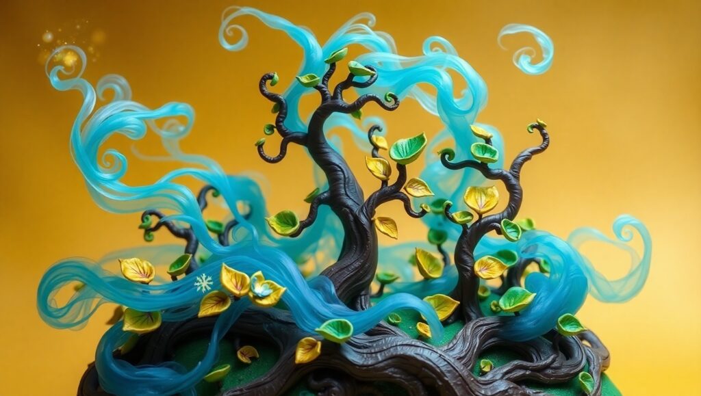Whimsical Fantasy Forest in Clay – free AI stock image