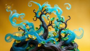 Whimsical Fantasy Forest in Clay – free AI stock image