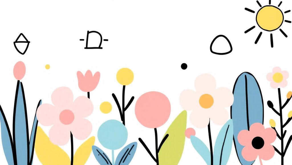 Whimsical Flat Design Garden – free AI stock image