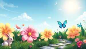 Whimsical Flat Garden Landscape – free AI stock image