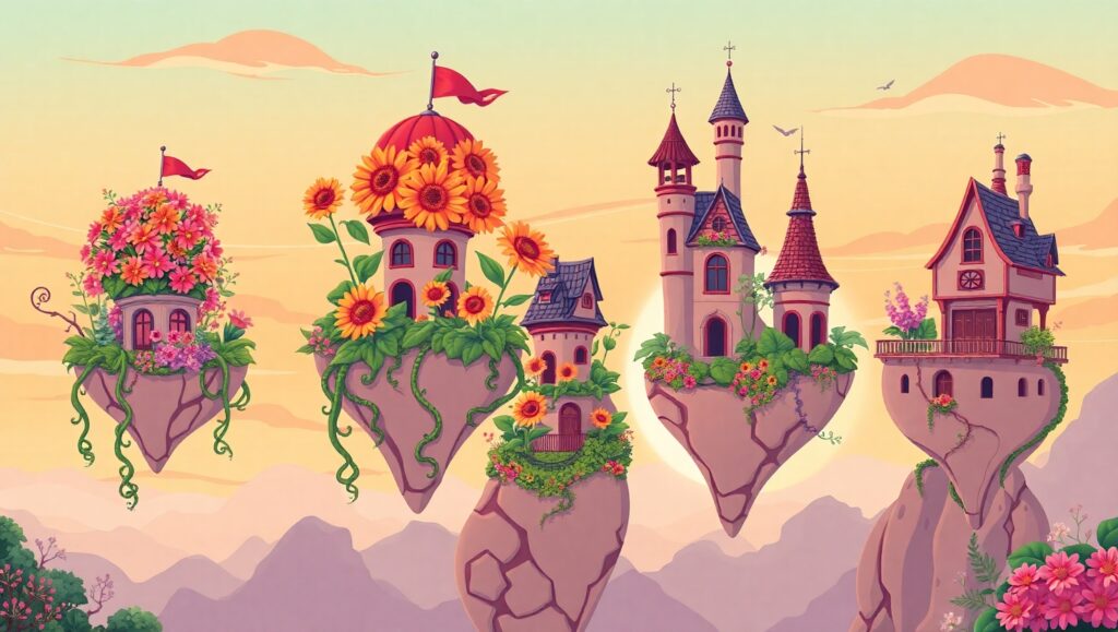 Whimsical Floating Cityscape – free AI stock image