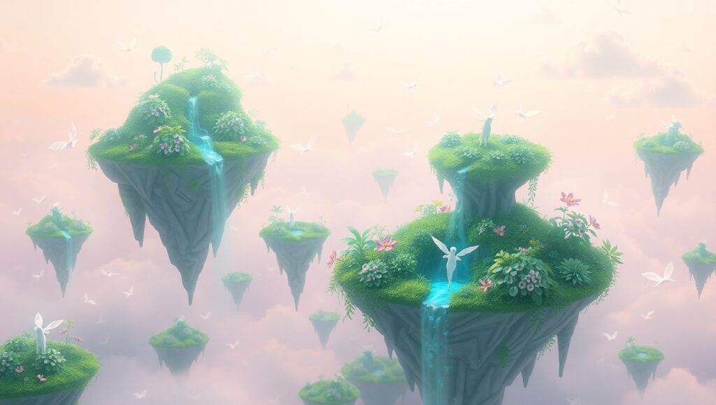 Whimsical Floating Islands Dreamscape – free AI stock image