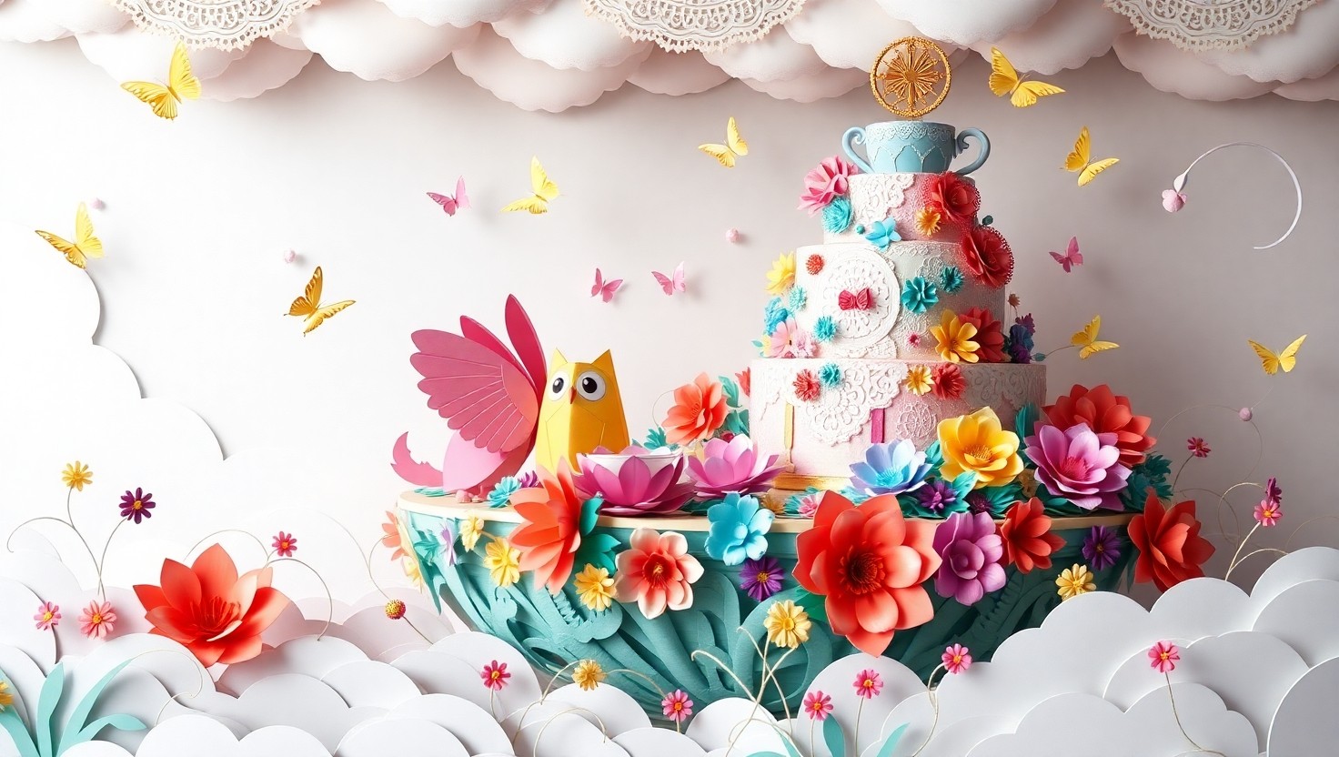 Whimsical Floating Tea Party – free AI stock image