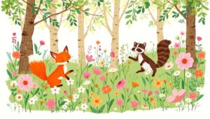 Whimsical Forest Adventure in Color – free AI stock image