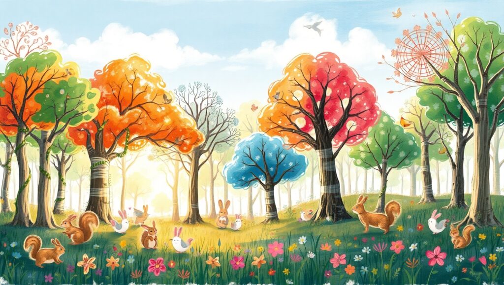 Whimsical Forest Adventure Sketch – free AI stock image