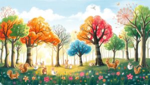 Whimsical Forest Adventure Sketch – free AI stock image