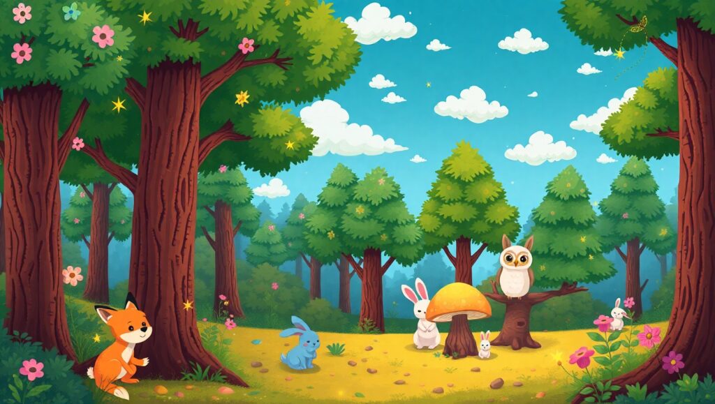 Whimsical Forest Animals in Pixel – free AI stock image