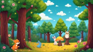 Whimsical Forest Animals in Pixel – free AI stock image