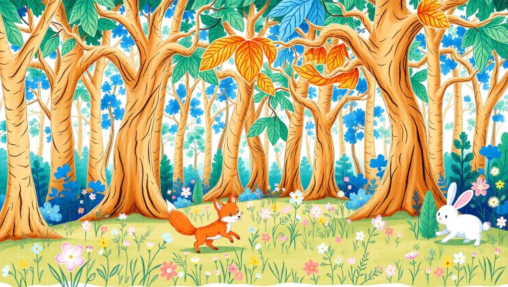 Whimsical Forest Animals Sketch – free AI stock image