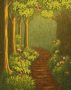 Whimsical Forest Animation with Colorful Creatures – free AI stock image