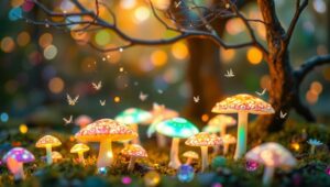 Whimsical Forest Bokeh Lights – free AI stock image
